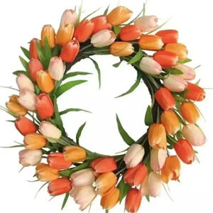 Faux Orange Tulip Wreath